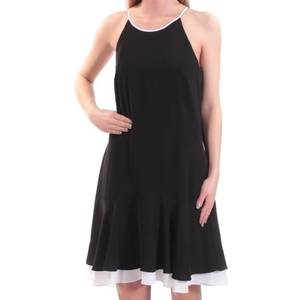 VINCE CAMUTO Black White Trim Racer Back‎ Mini Dress Size XL